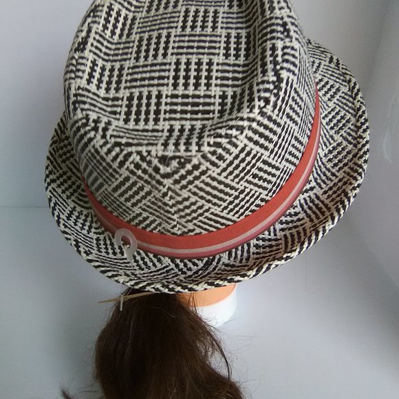Women's Straw Hat Color Black/White Plaid Size Medium/56 - Picture 3 of 5